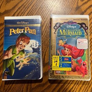 Sealed, Disney Peter Pan and The Little Mermaid VHS Tapes